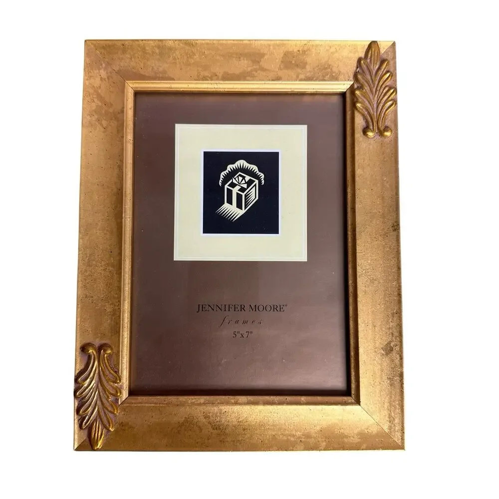 Jennifer Moore 5x7 Picture Frame Gold Ornate Resin Plastic With Glass